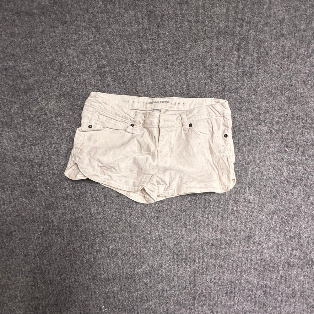 Hang Ten Shorts Womens Size 9 White Denim Stretch Casual Low Rise Raw Hem GOOD